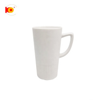 Low factory price white matt large V-shaped ceramic mug for office